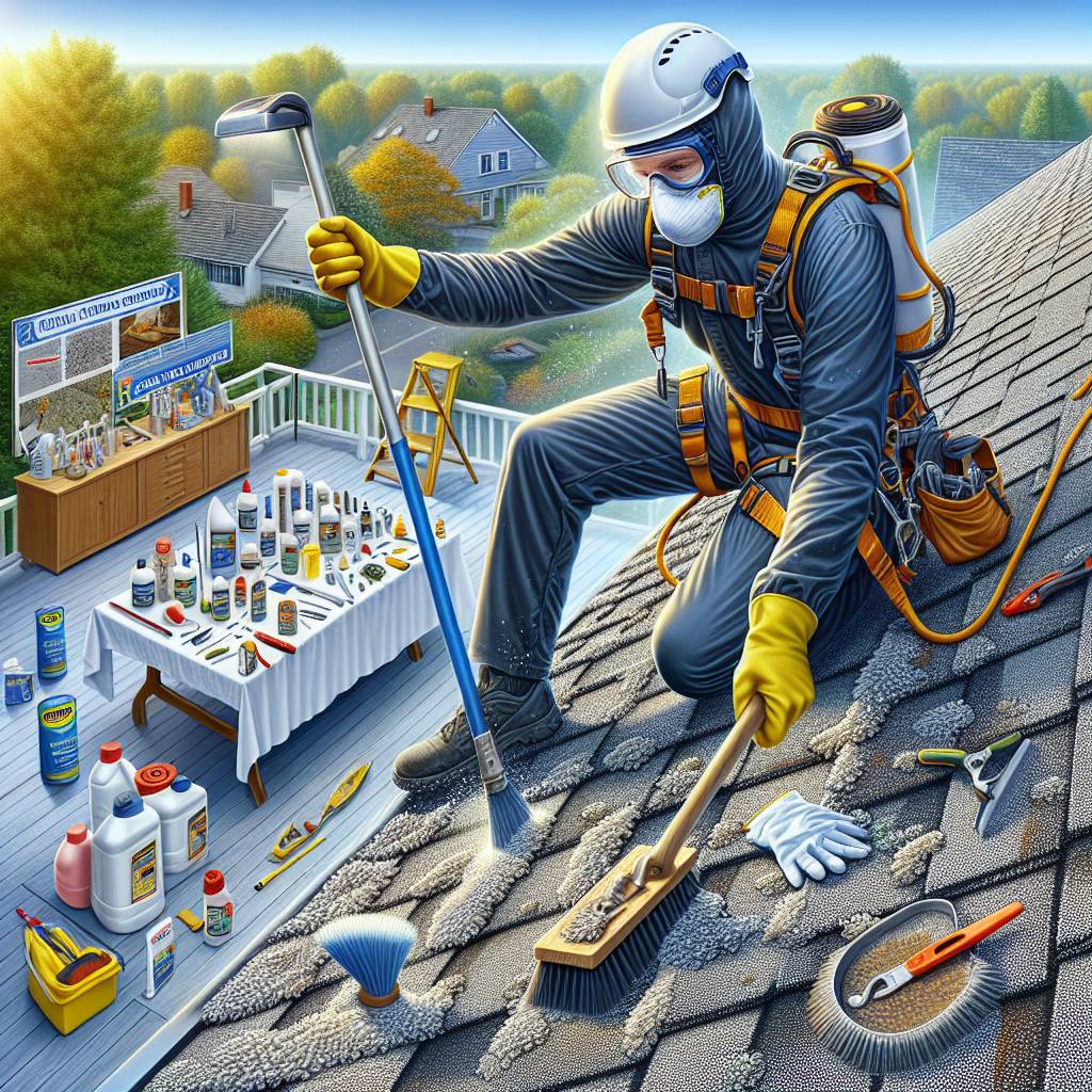 Exterminator performing rooftop pest control service.
