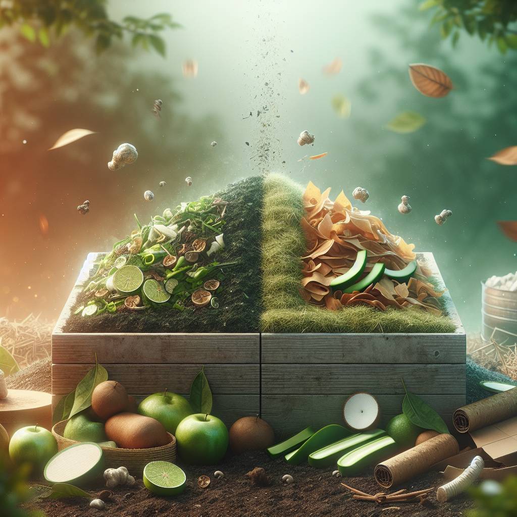 Surreal compost drawer with fresh fruits and soil.