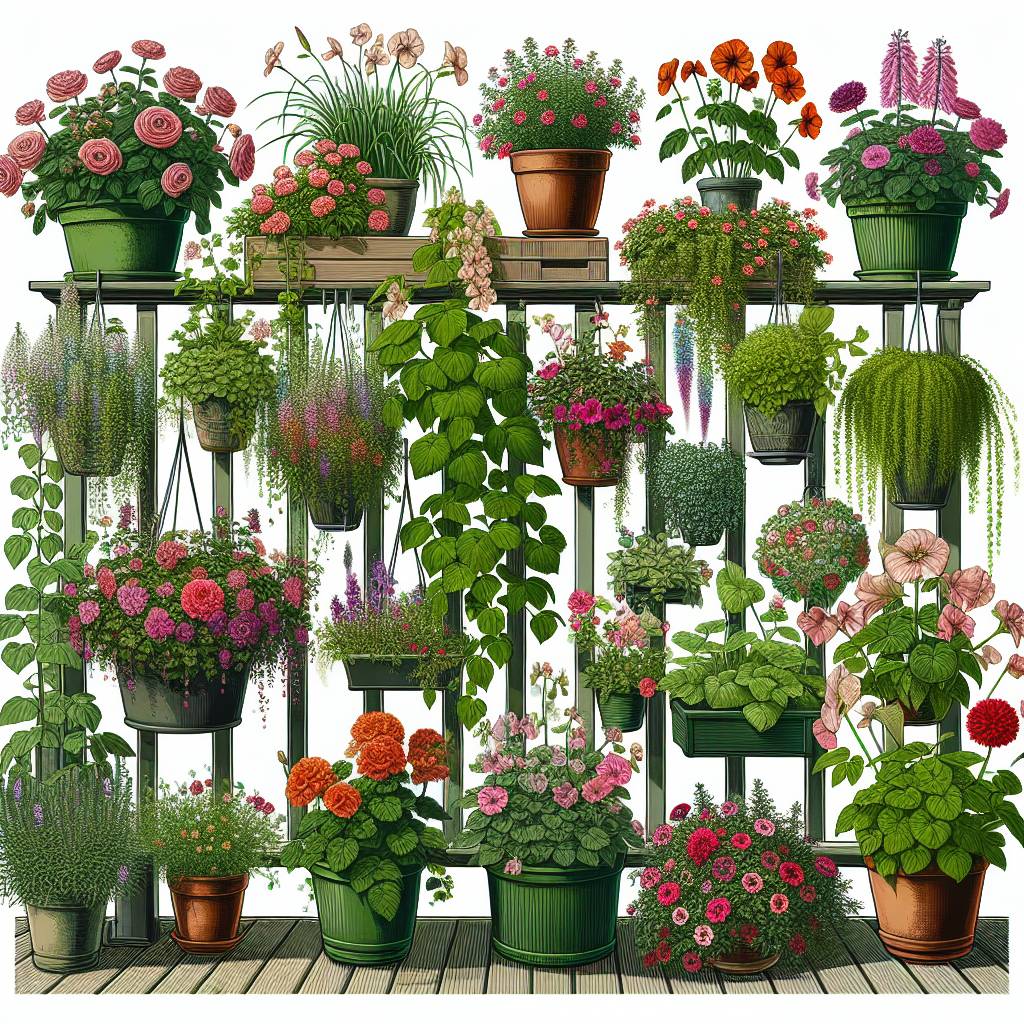 Variety of potted plants on shelves