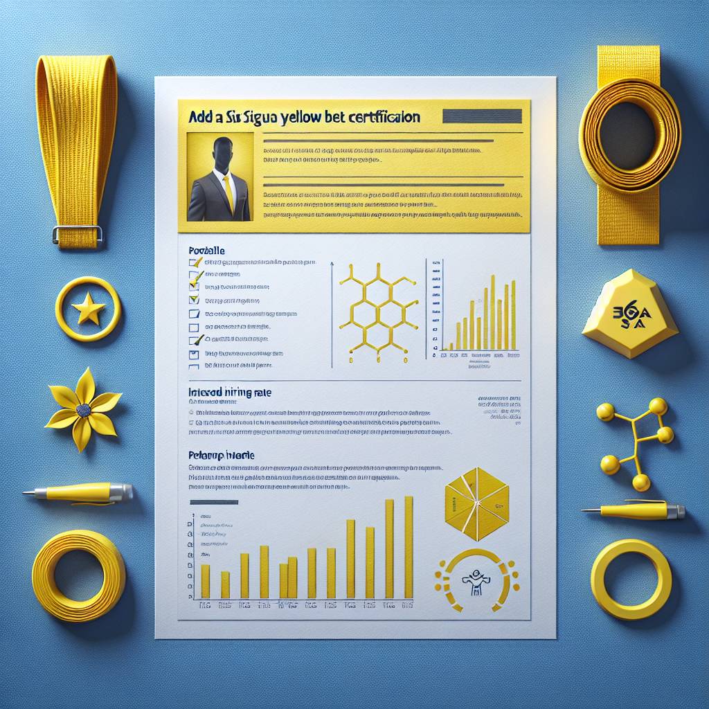 Six Sigma yellow belt certification infographic on desk.