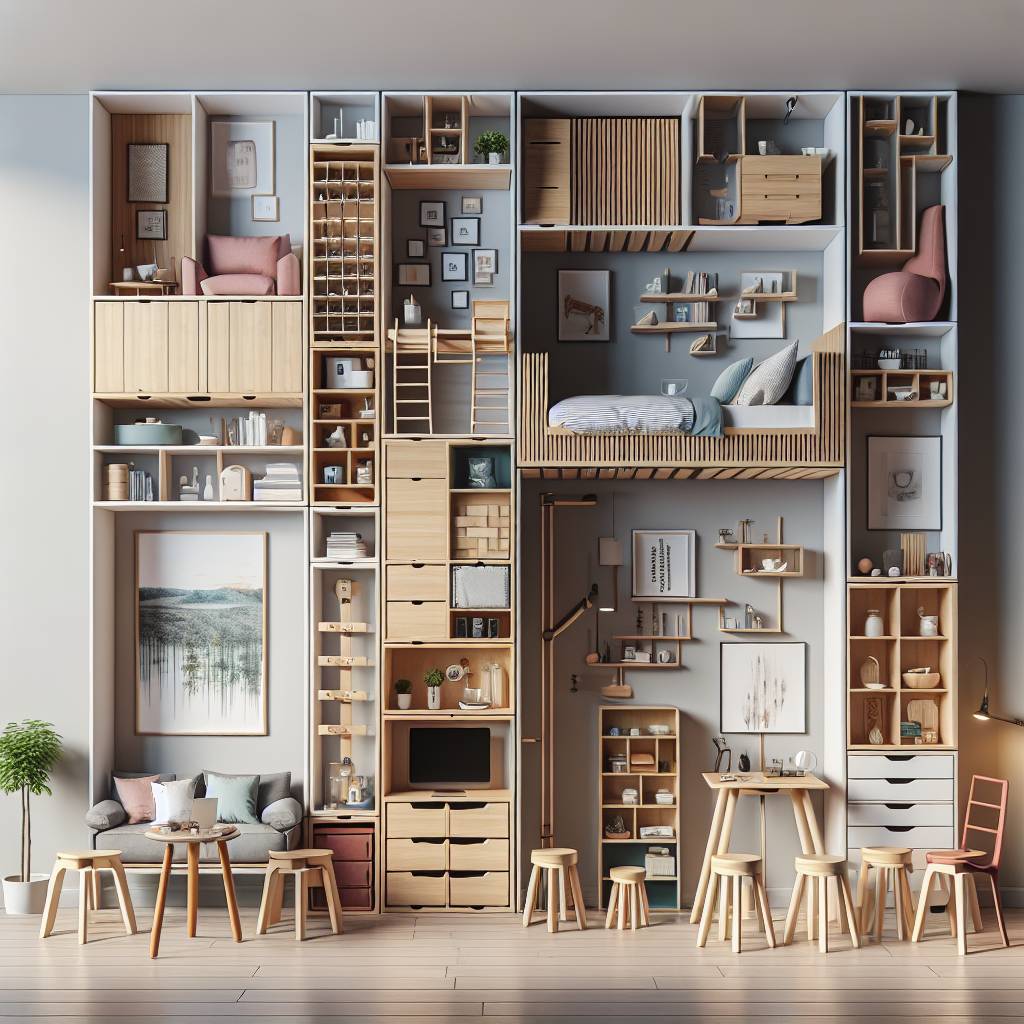 Modern wooden modular apartment interior design.