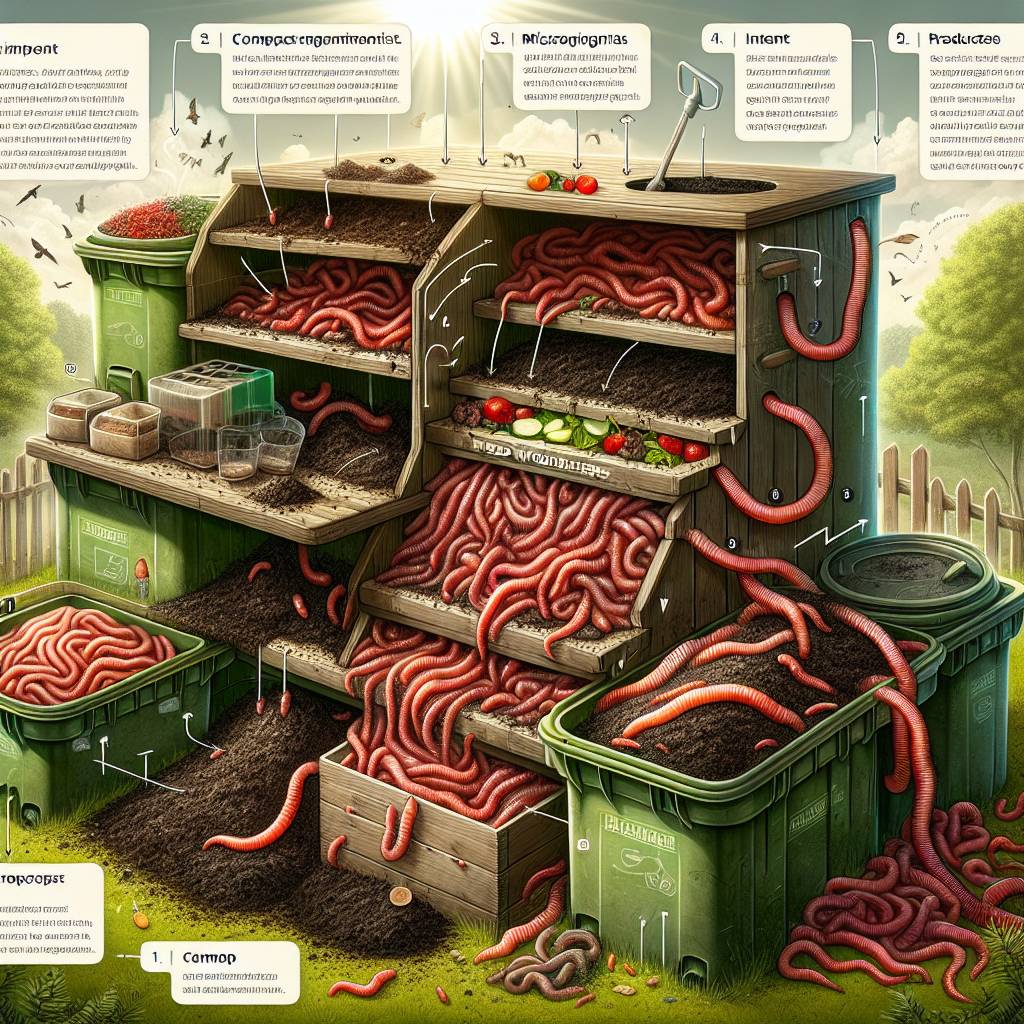 Illustration of a vermiculture worm composting system.