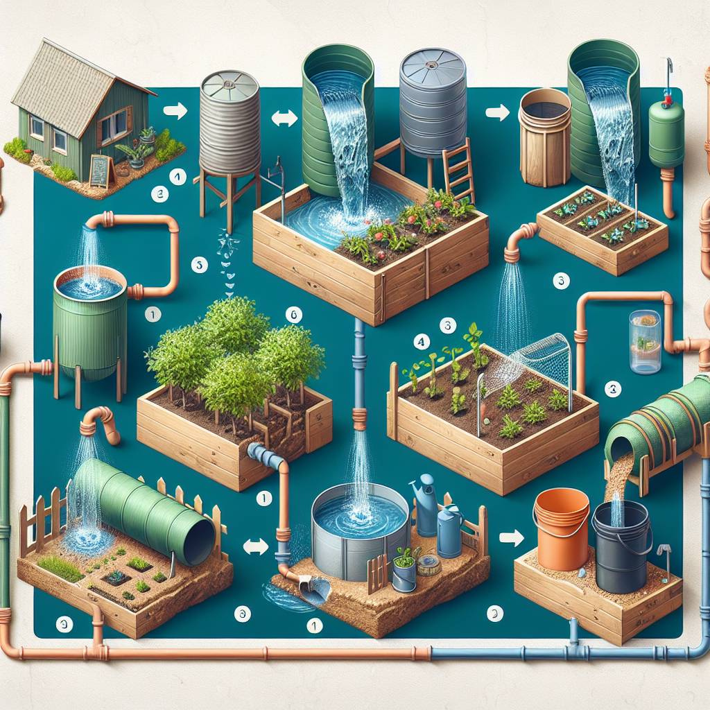 Isometric illustration of sustainable agriculture water system.