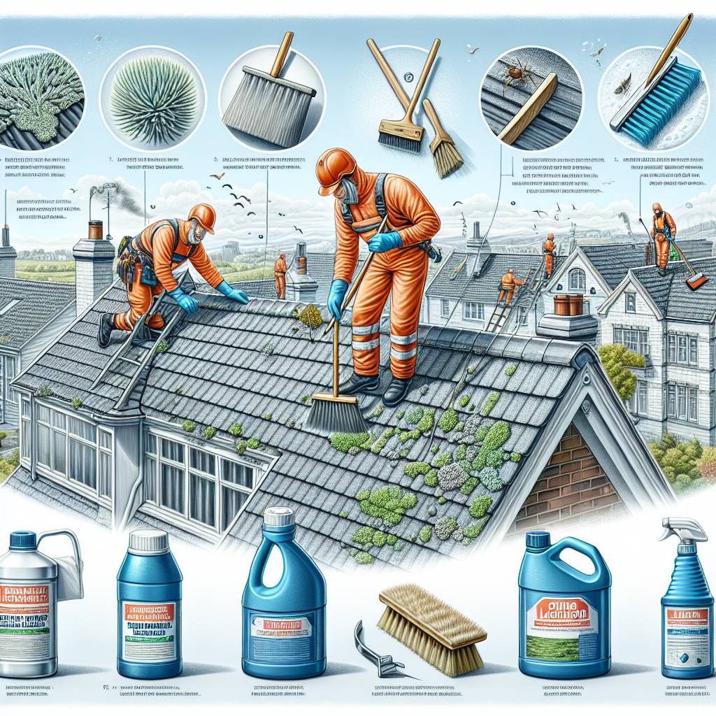 Roof cleaning process and products illustration