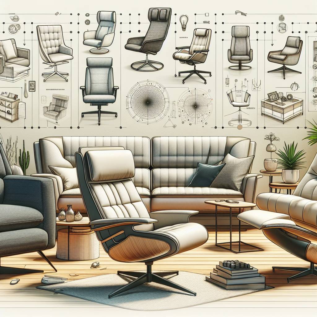 Variety of modern chairs and furniture design illustrations.