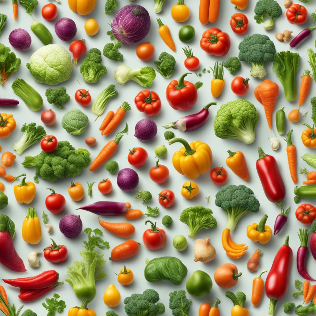 Assorted colorful fresh vegetables on white background.