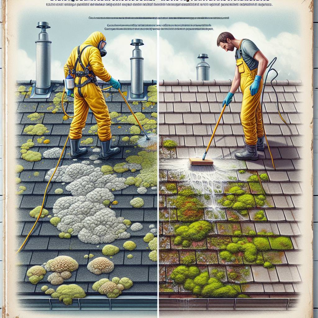 Before and after roof cleaning comparison image.