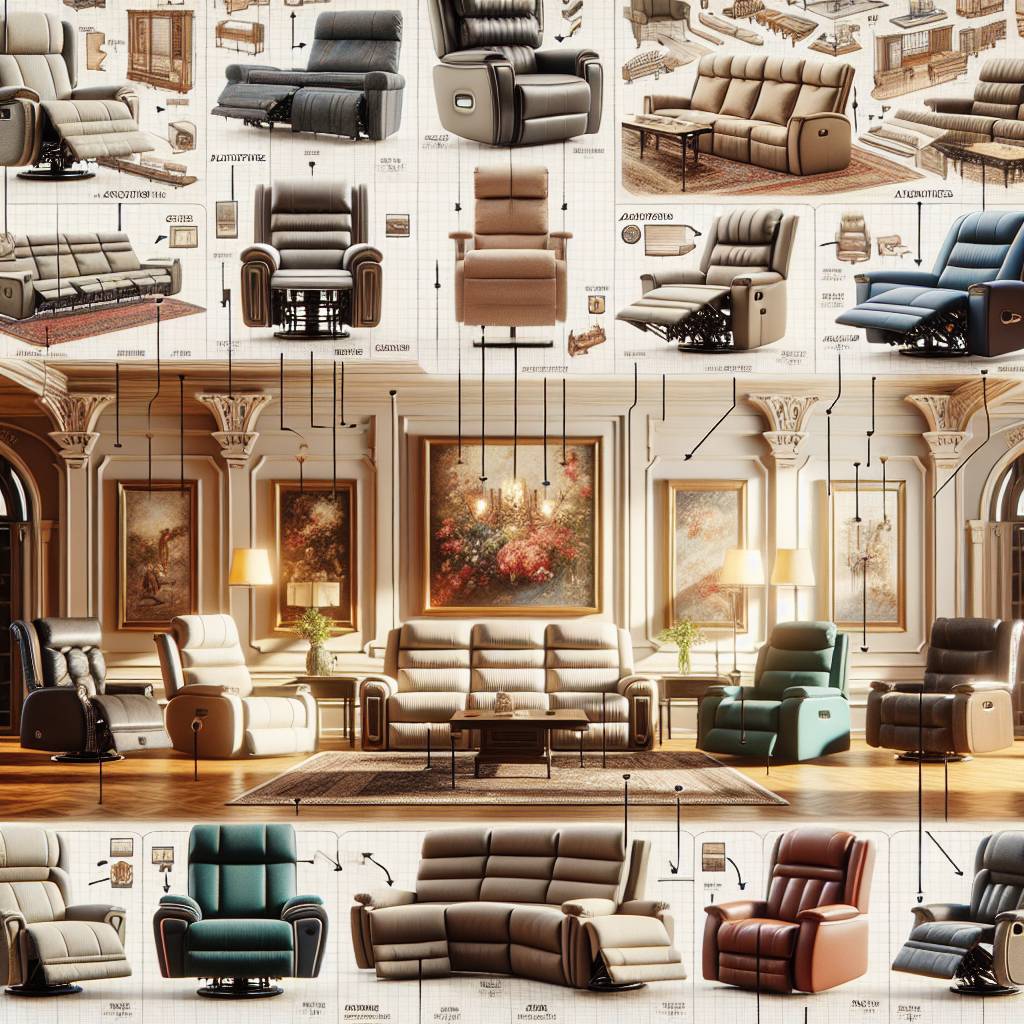 Elegant living room with various recliner sofa designs.