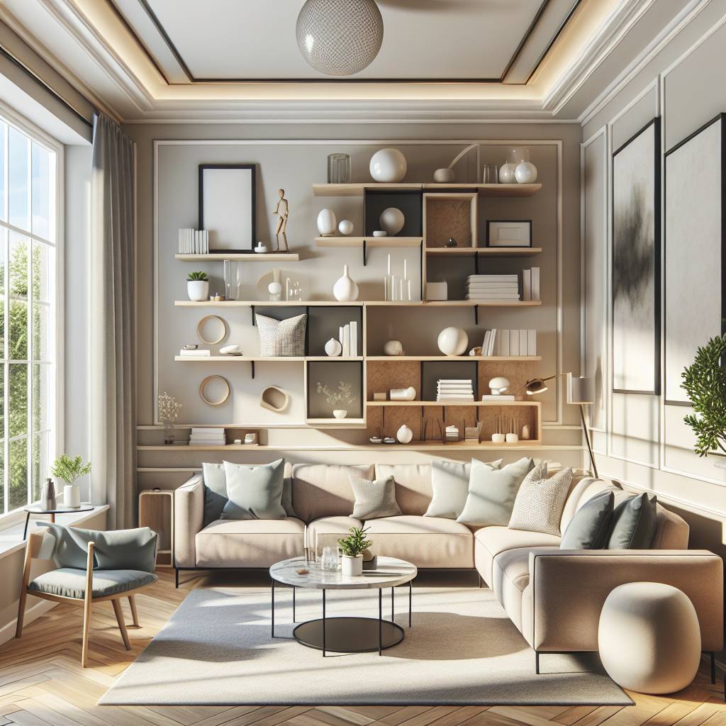 Elegant living room interior with stylish decor and furniture.
