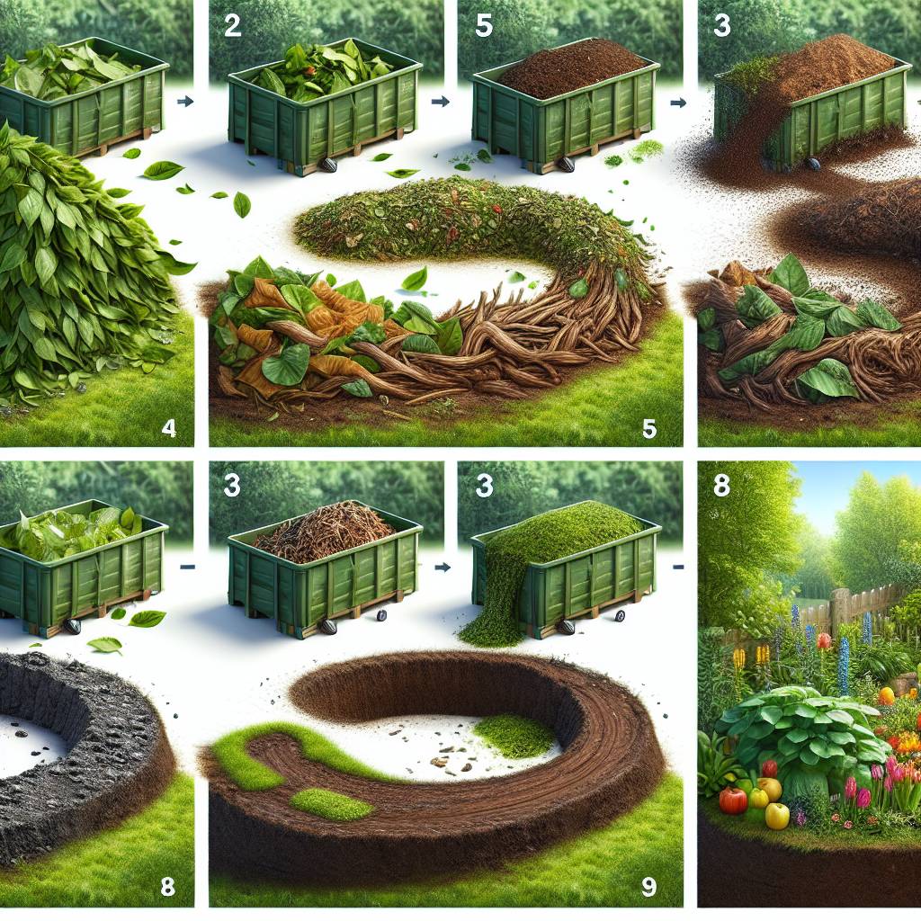 Composting process steps illustrated in sequence.
