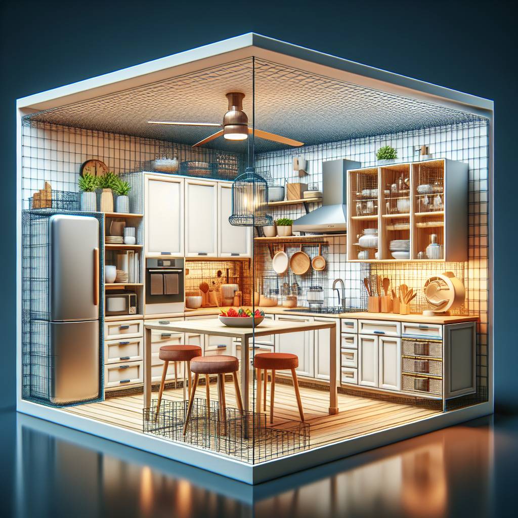 Modern kitchen interior design with appliances and island