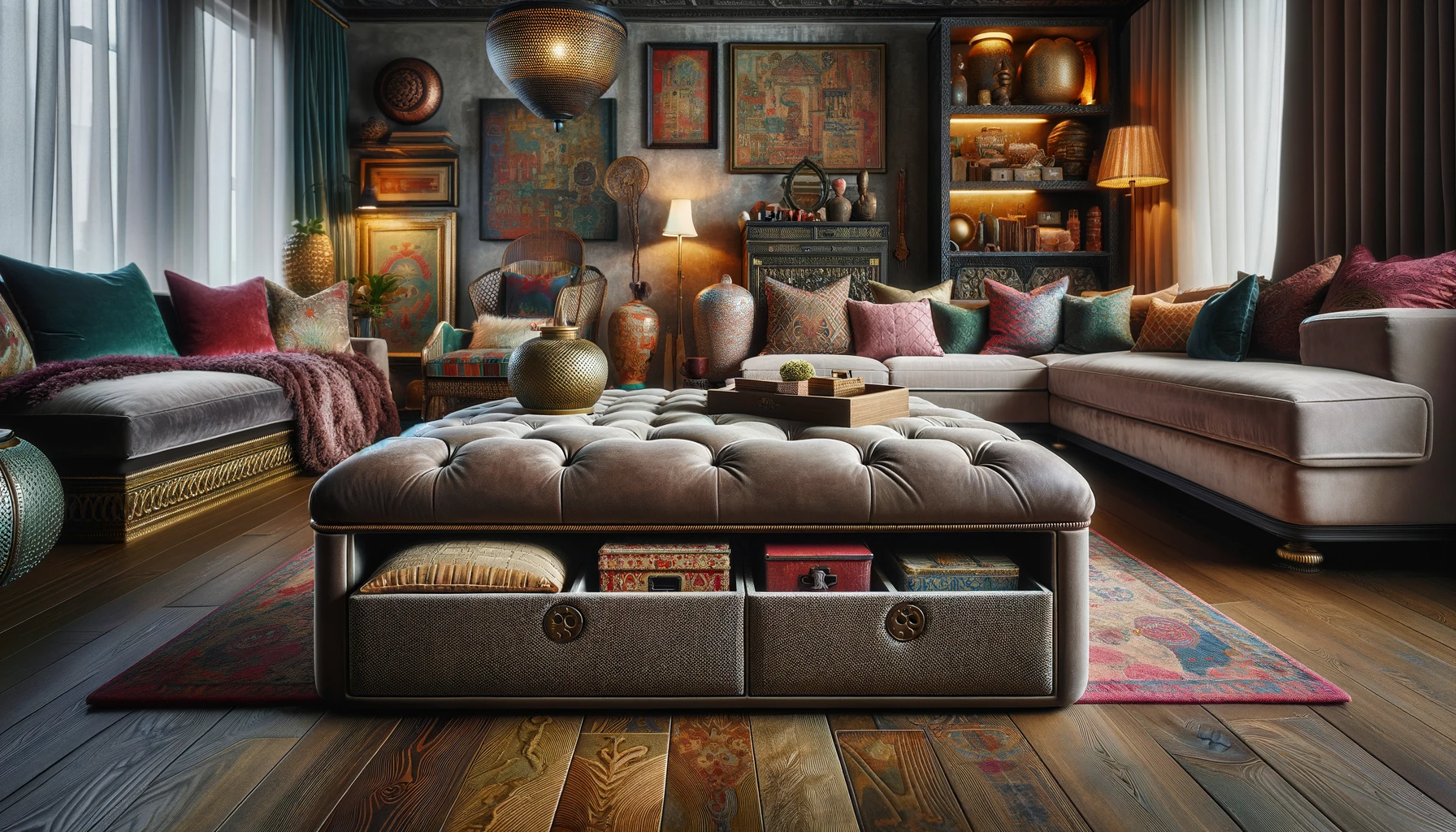 Elegant vintage living room interior design.