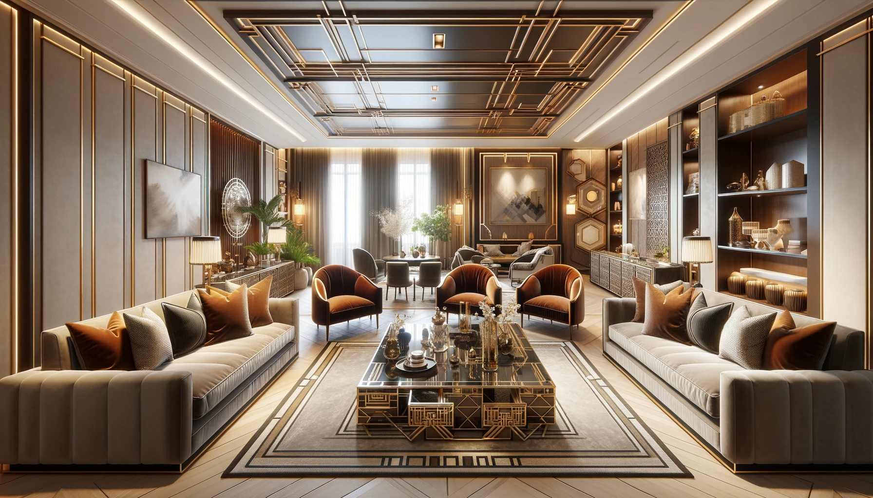 Luxurious modern lounge room interior design.