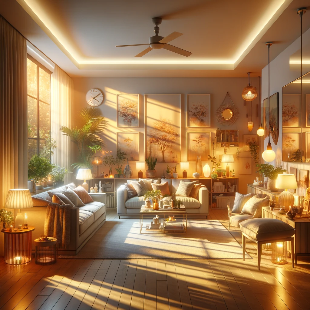Cozy sunlit living room with modern decor.