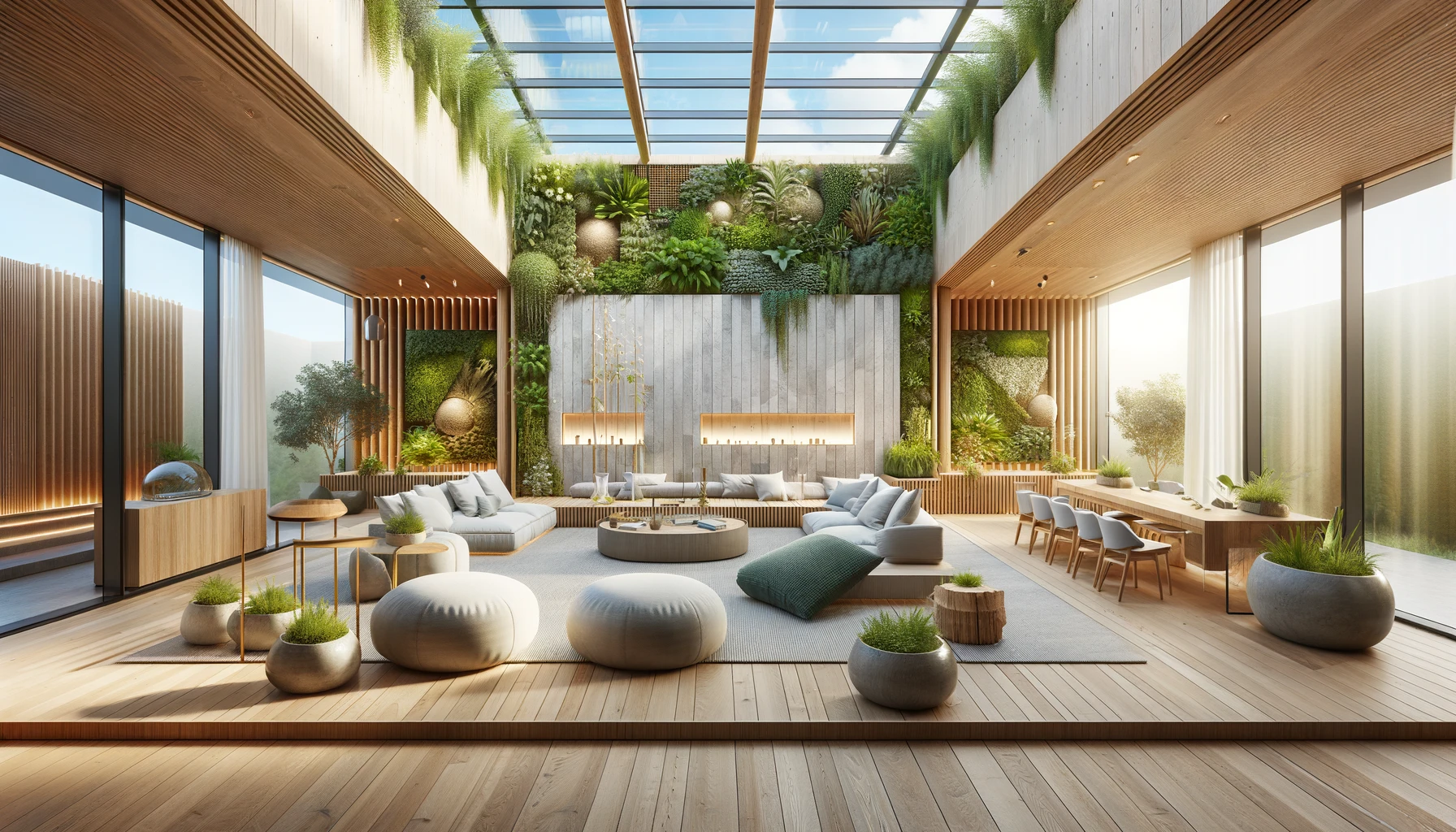 Modern indoor garden living room design.