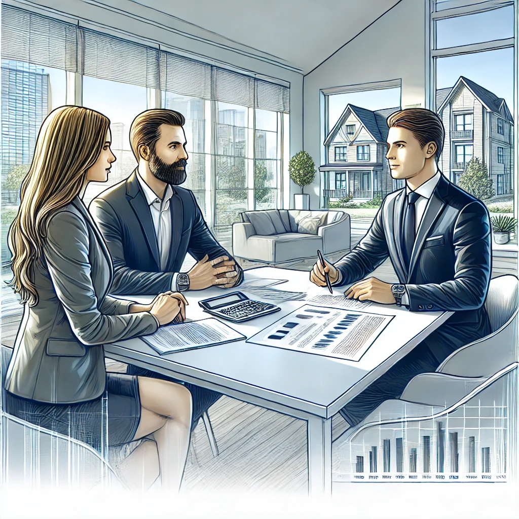 couple meeting with a financial advisor to discuss buying a second home