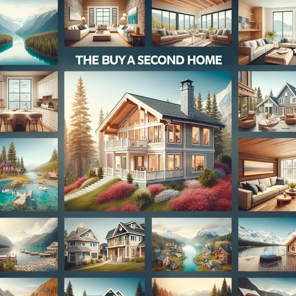 Collage of luxury second homes in various scenic locations.