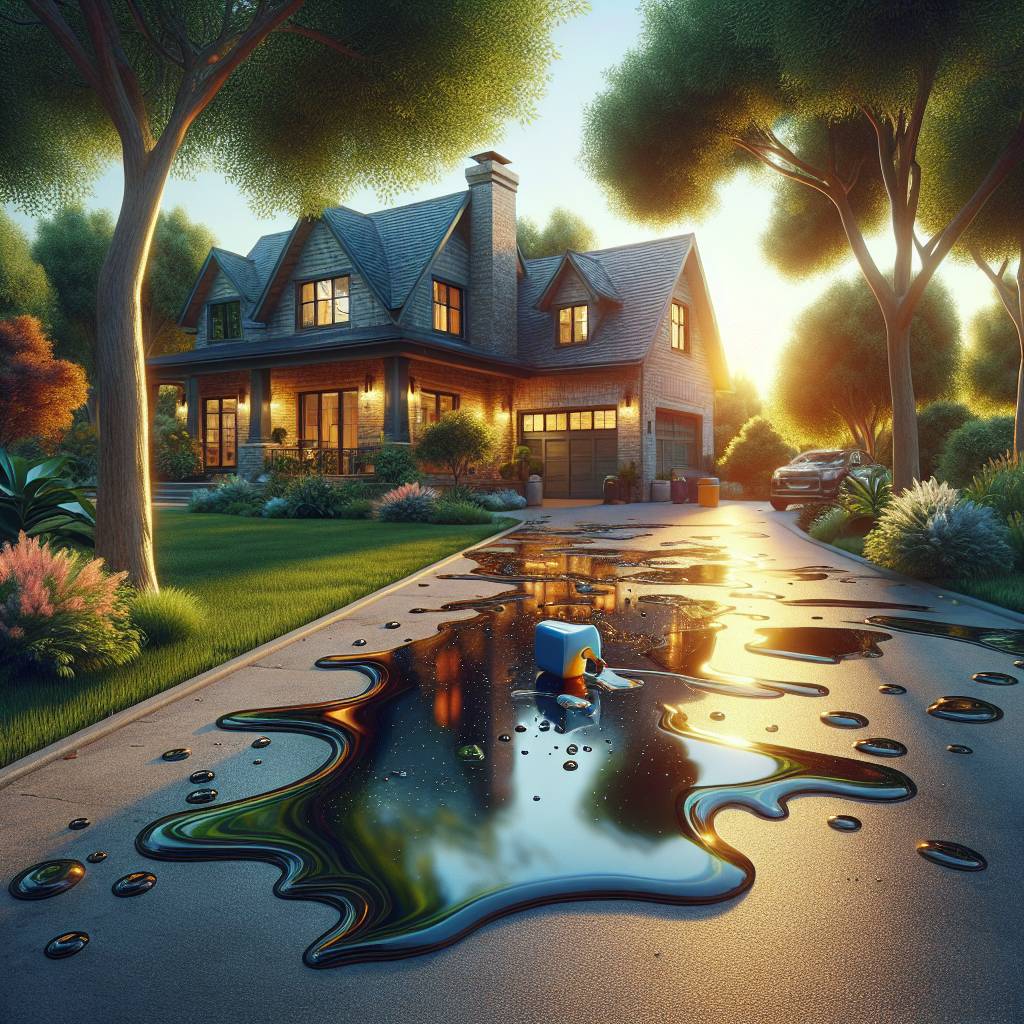 Sunset-lit house with whimsical spilled paint landscape.