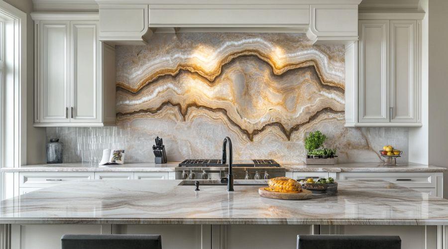 Design a kitchen ⁢backsplash that sparks conversation